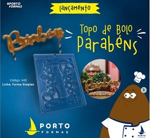 Forma De Chocolate - Forma De Chocolate Parabéns Para Topo De Bolo